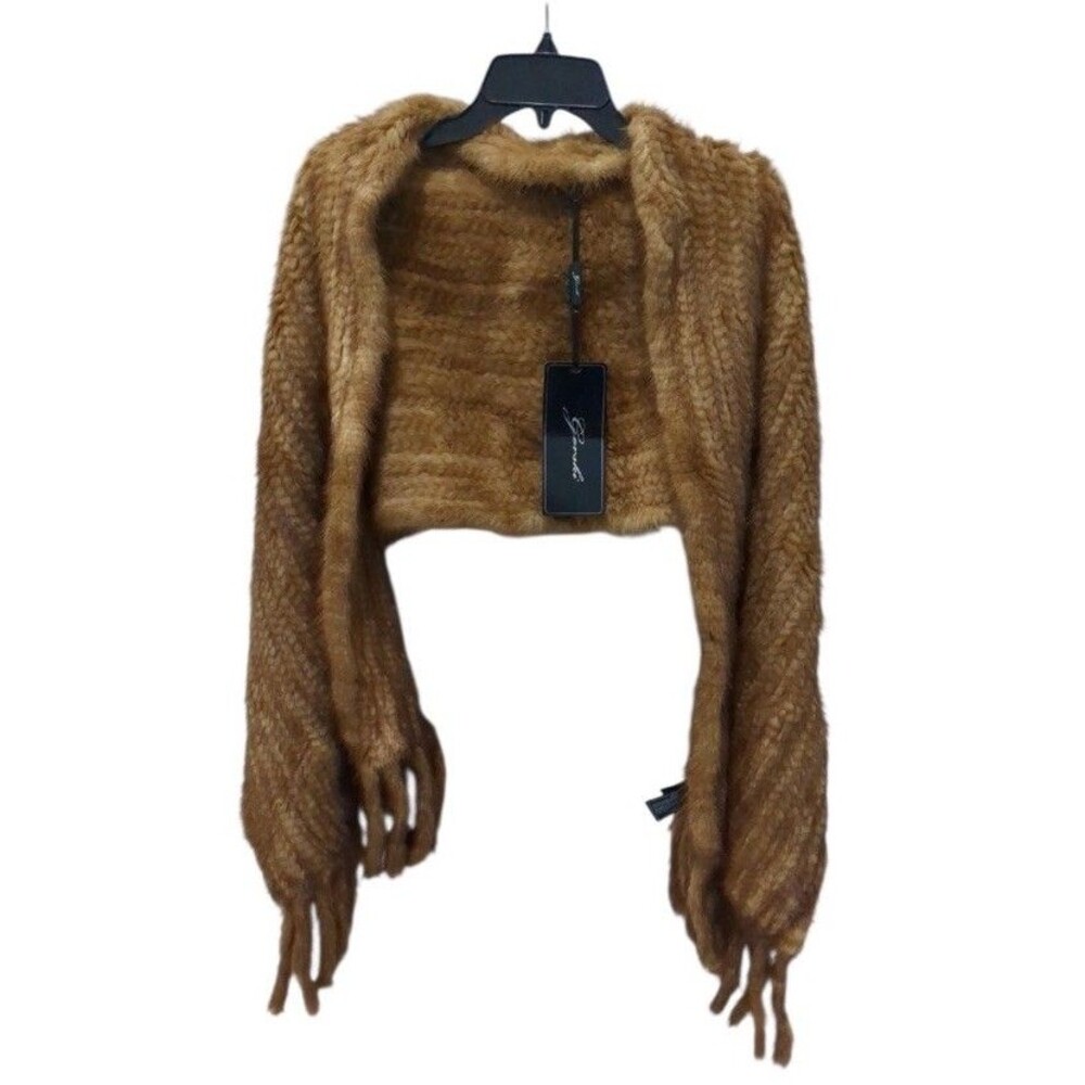 NEW Gorski 100% Genuine Knitted Golden Mink Fur Stole Cape Shawl  Wrap WEDDING